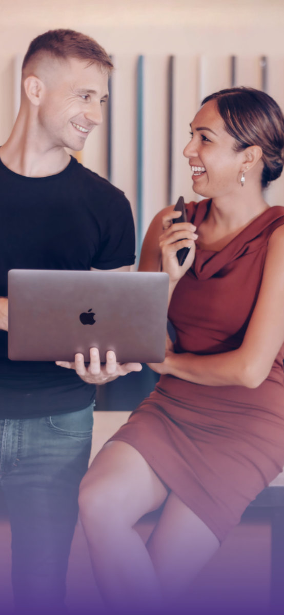 Man and woman with laptop